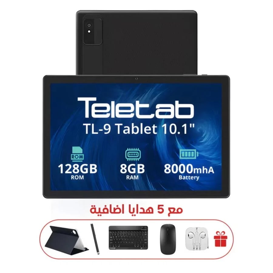 تابلت تيلي تاب TL-9 بشاشة 10.1 إنش متوفر بعدة سعات | ملحقات كاملة مثل الصورة