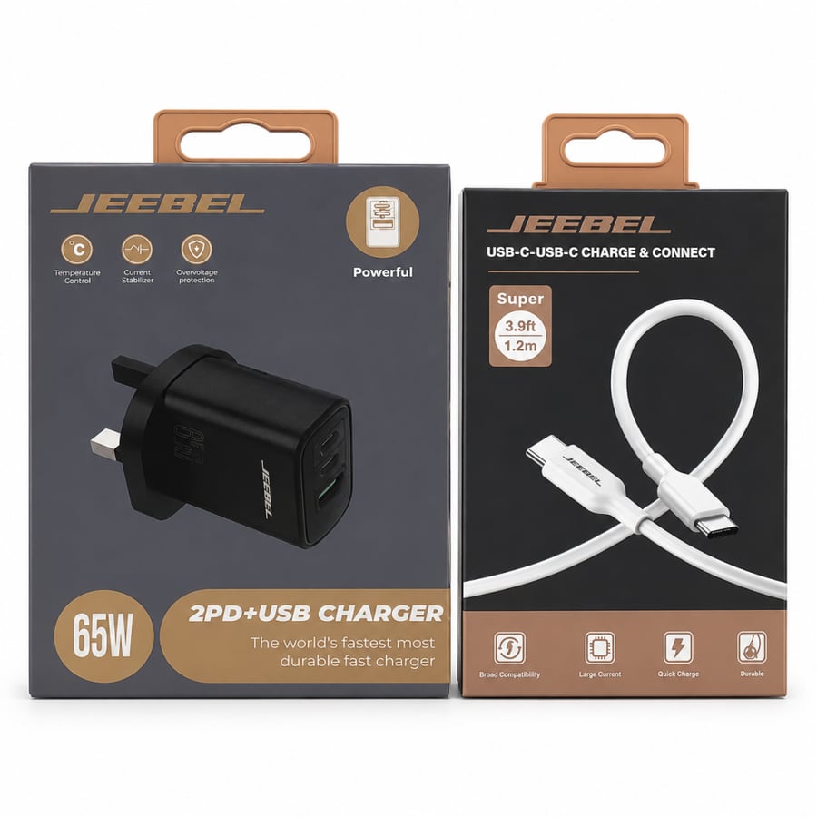 شاحن جداري من جيبل للشحن السريع 65W مع كيبل USB-C بطول 1.2 متر