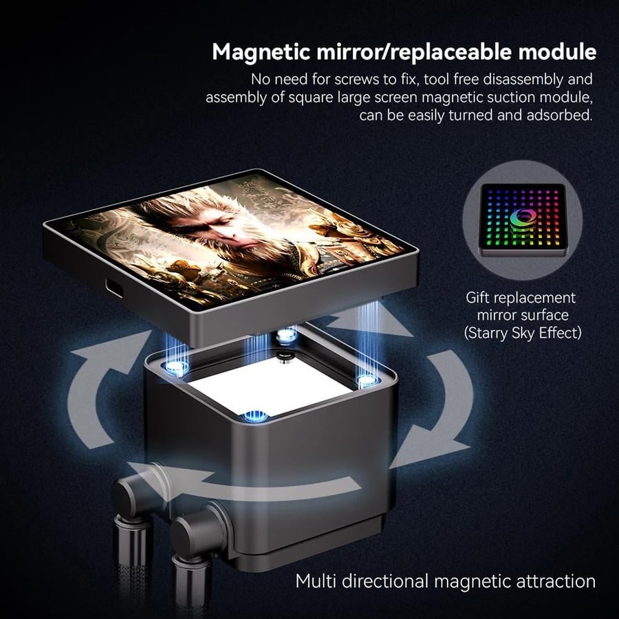 مبرد مائي بحجم mm360 بشاشة تفاعليه ومراوح RGB