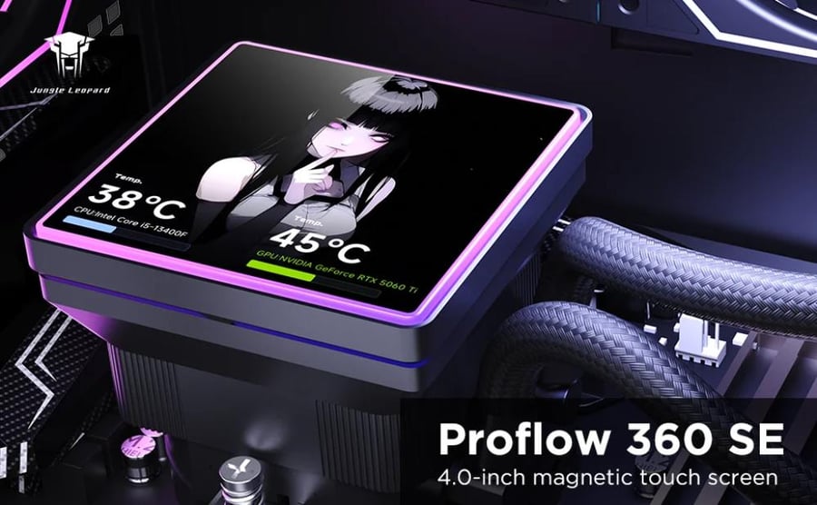 مبرد مائي بحجم mm360 بشاشة تفاعليه ومراوح RGB