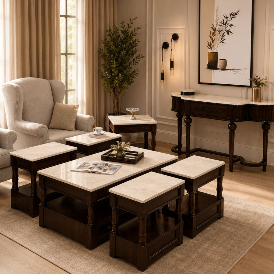 طقم طاولات مع 4 خدمة