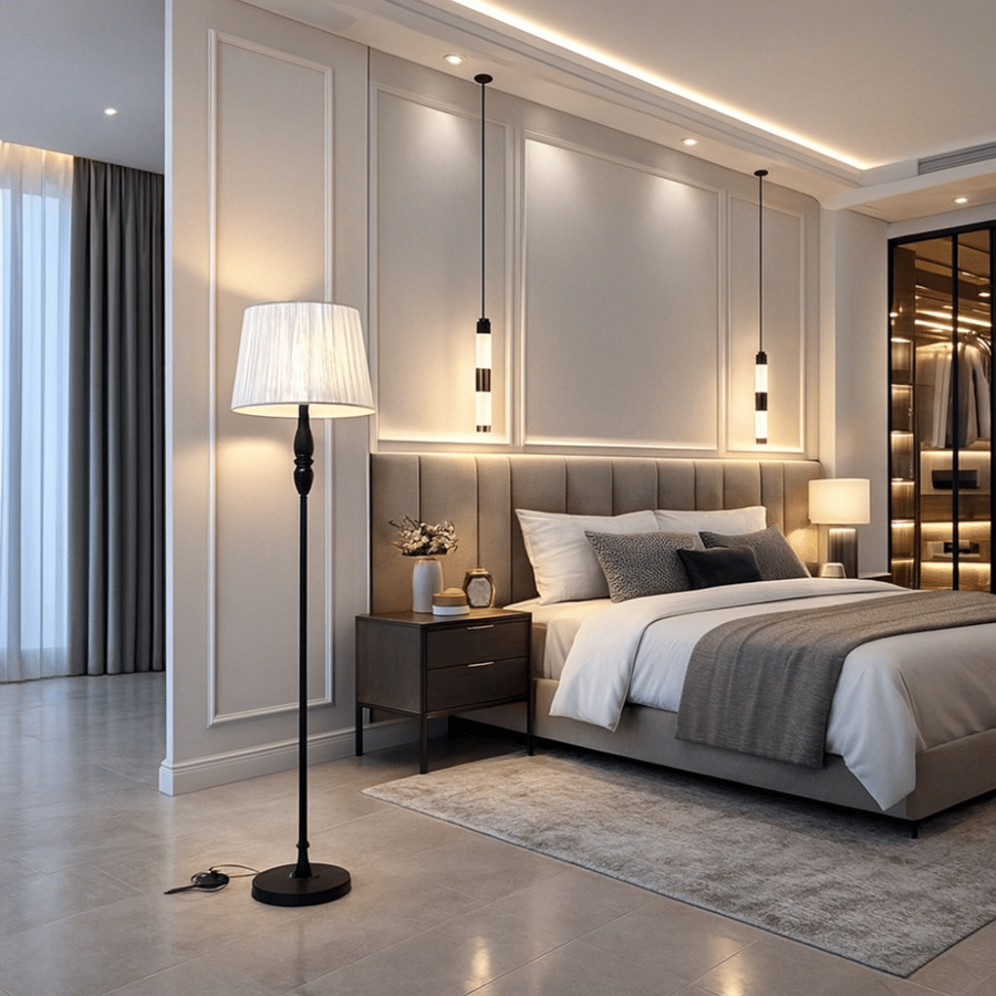 أبجورة أرضية (ستاند) ذات تصميم بسيط وأنيق.