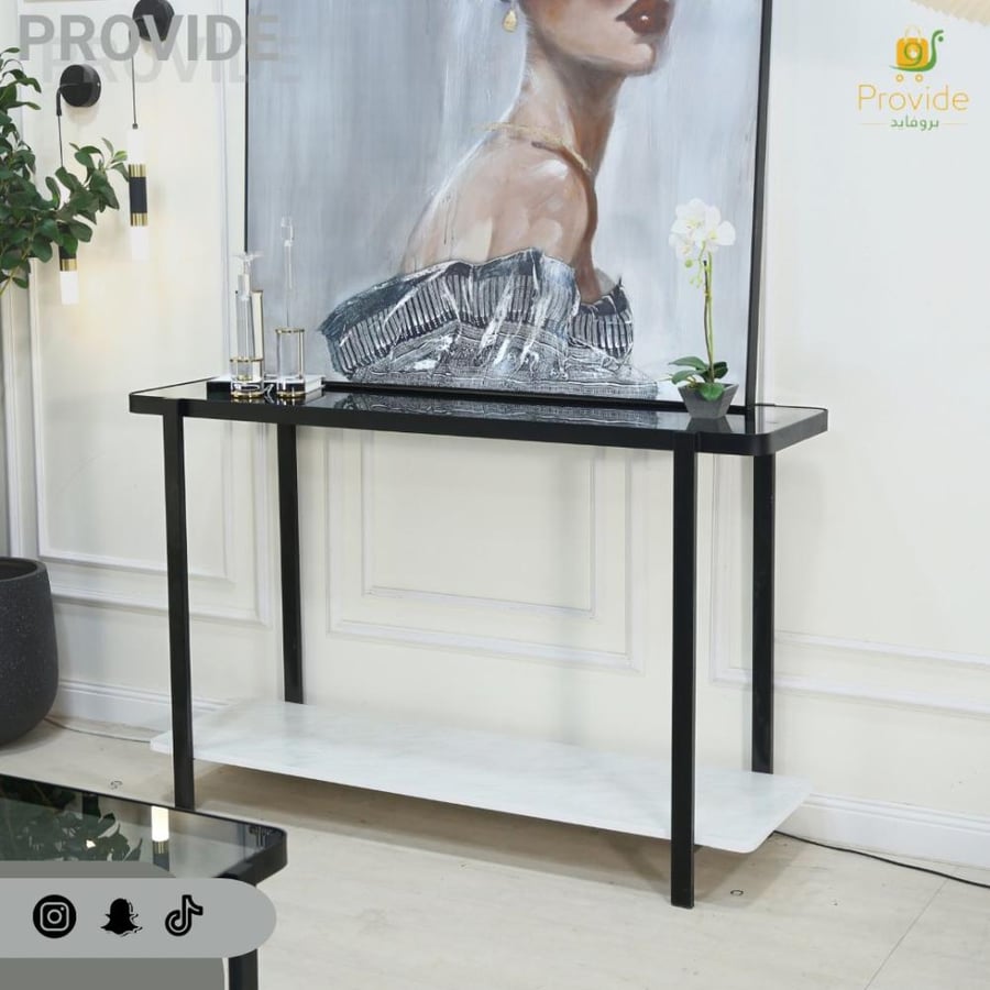 طاولة كونسول مودرن بزجاج ورخام