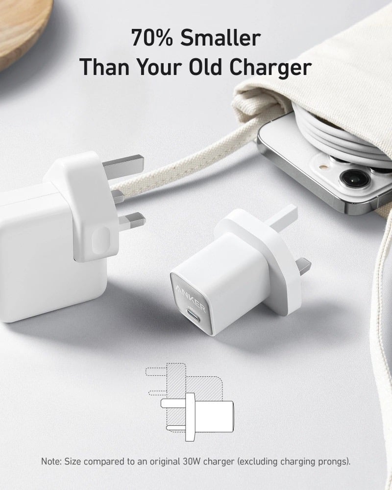 انكر - شاحن جداري نانو بقوة 30 واط بمنفذ USB-C