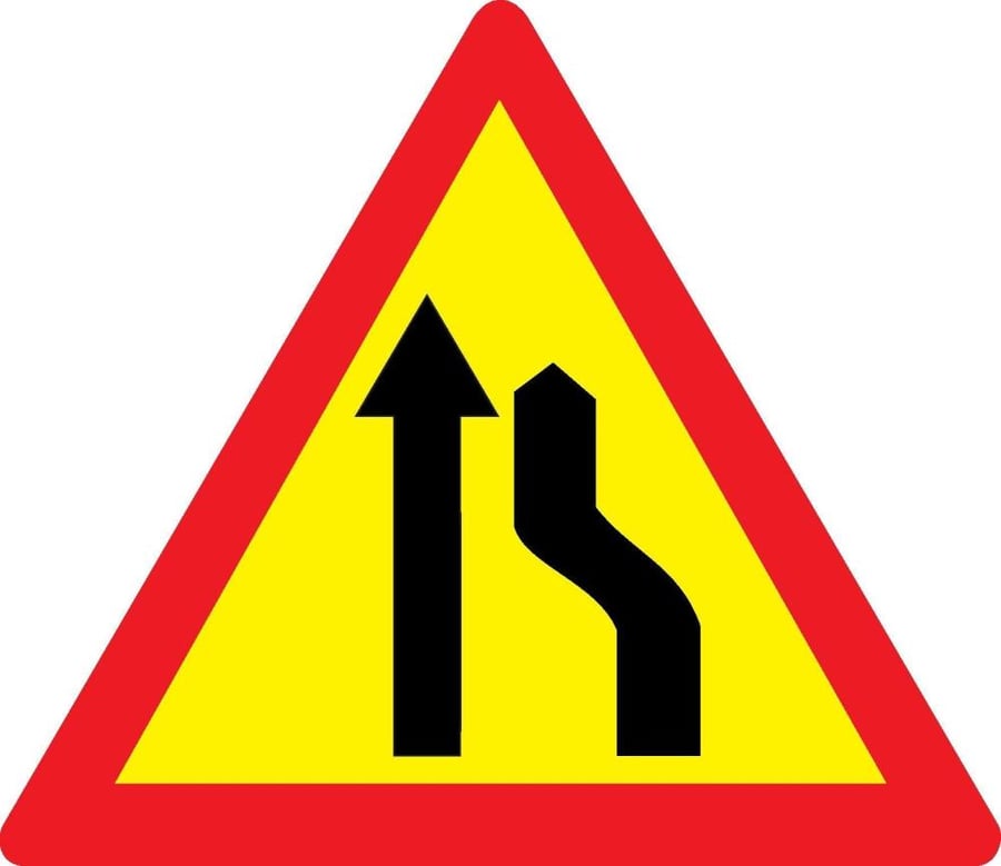 Road Narrows on Right  Side