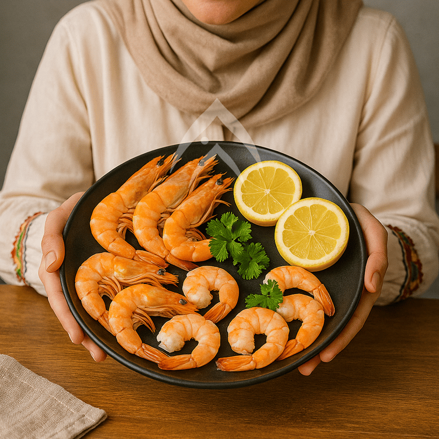 روبيان وسط نص كيلو   2\1 rwbian W