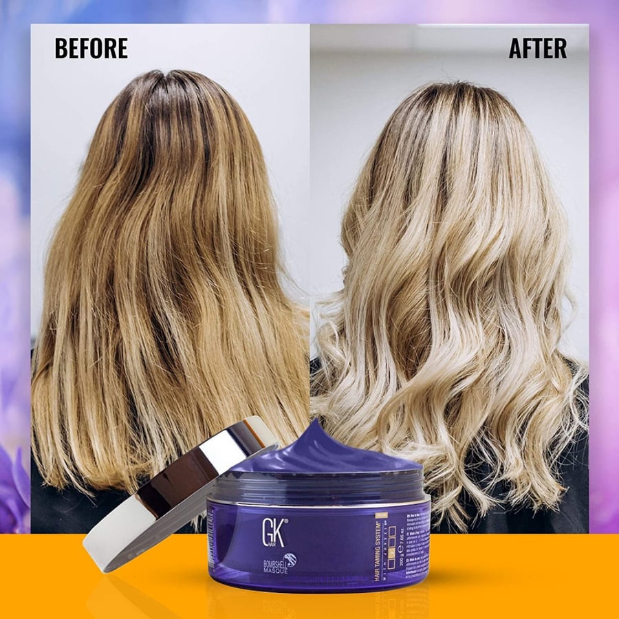 GK HAIR Global Keratin Ultra Blonde Bombshell Masque (7.05 Fl Oz/200 g) Semi-Permanent Long Lasting Hair Toning Color Pigments Moisturizing Styling and Coloring Mask for All Hair Types Unisex