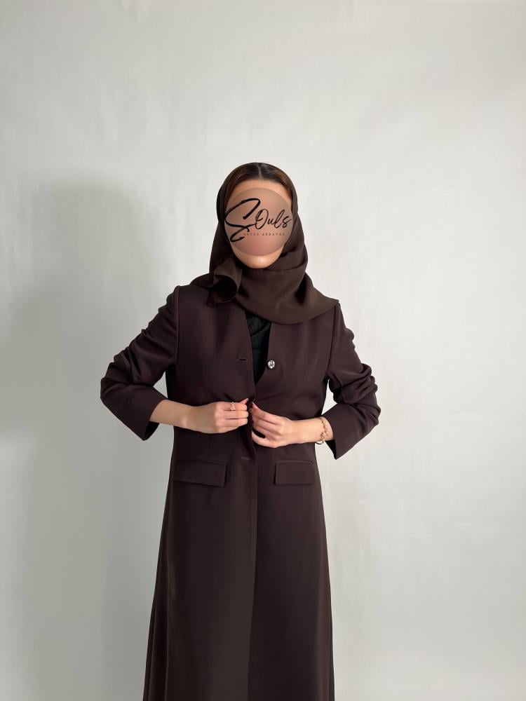 بليزر بأزرار أماميه بني