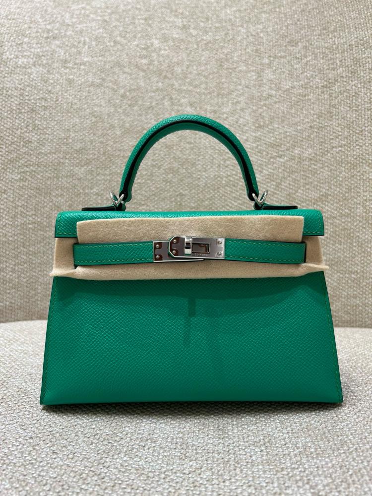 Kelly mini, vert jade epsom