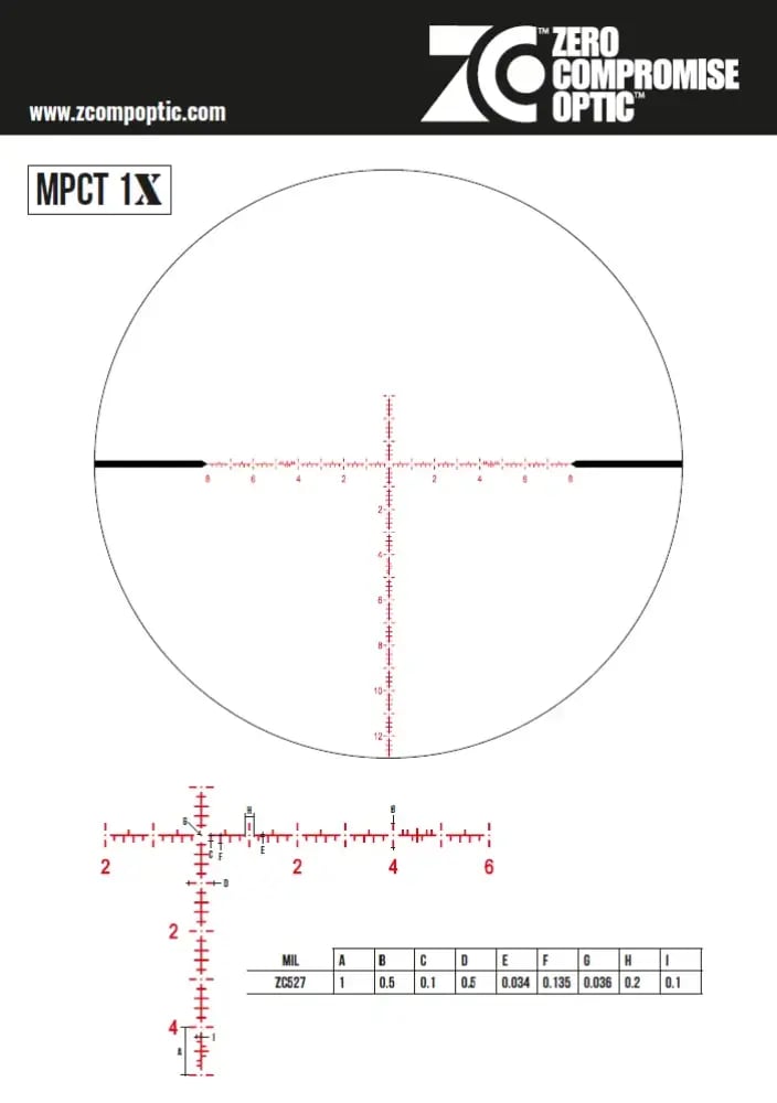 ZERO COMPROMISE ZC (4-20x50 )Hunter MIL locking reticle ( M1H) FFP-دربيل بندقية