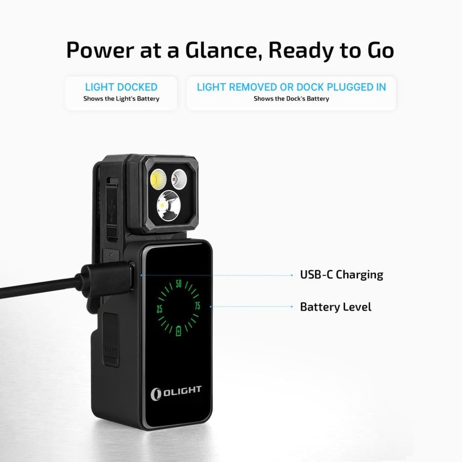 Olight Oclip 2 Ultra Premium – كشاف كليب أسود الترا مع قاعدة شحن