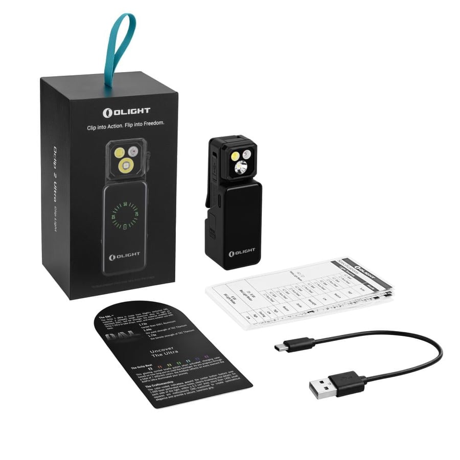 Olight Oclip 2 Ultra Premium – كشاف كليب أسود الترا مع قاعدة شحن