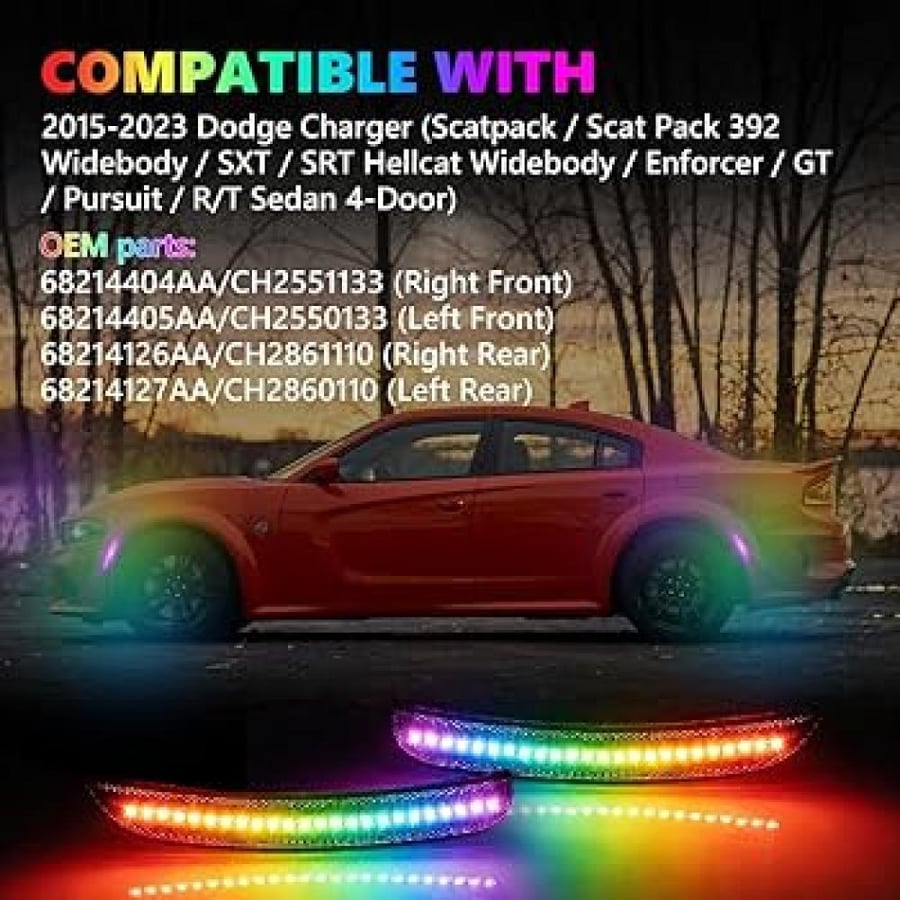 طقم عواكس صدام شارجر 2015/2024 LED RGB
