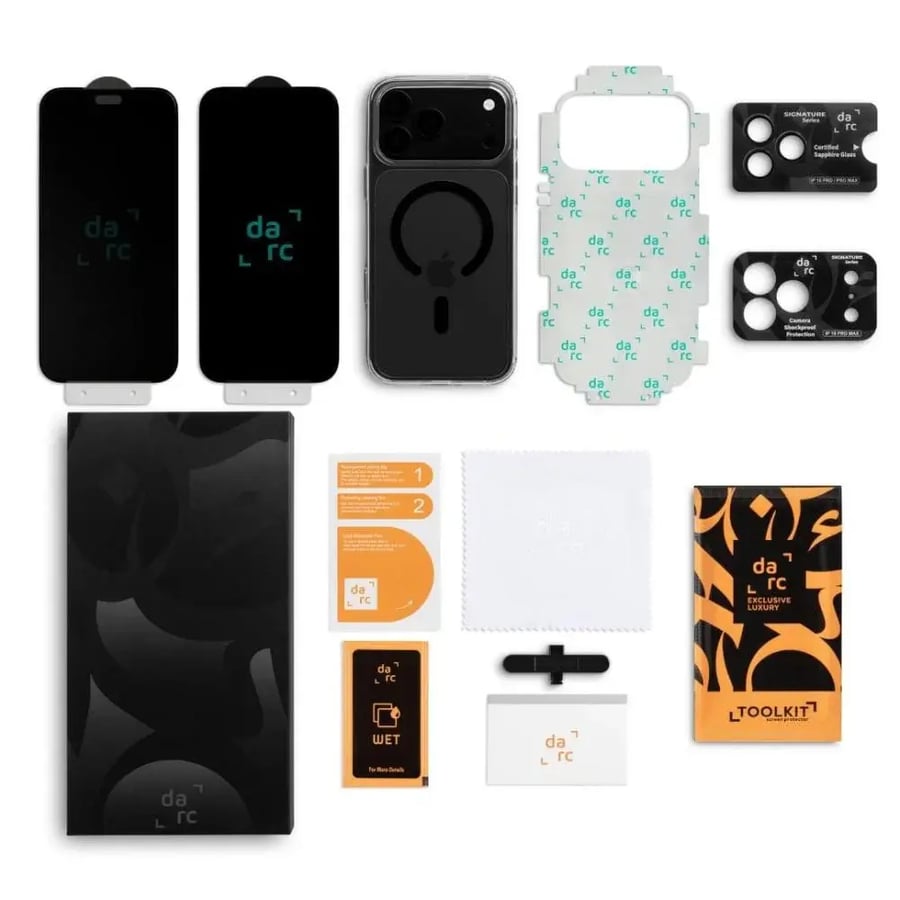 دارك - بكج سجنتشر حماية متكاملة وضمان على الكسر لآيفون 18 - أسود