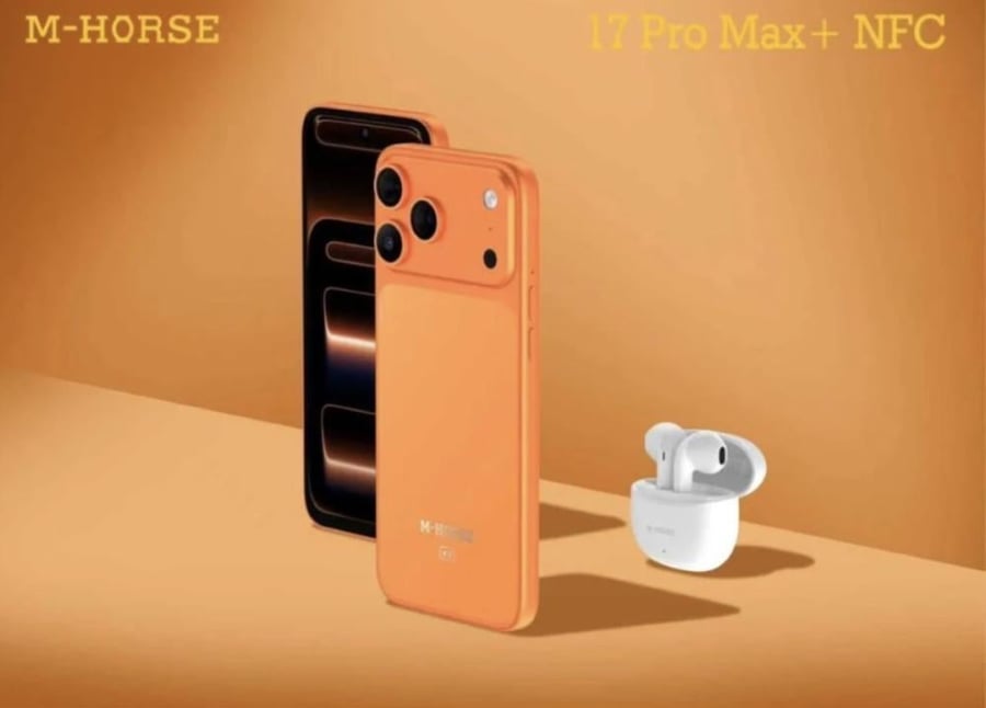 هاتف M-HORSE 17 Pro Max Plus: شاشة 6.6 بوصة، ذاكرة 128GB، رام 12GB، بطارية 5000mAh، Android 14، 4G VoLTE، WiFi 5GHz، USB Type C، هدية سماعات TWS