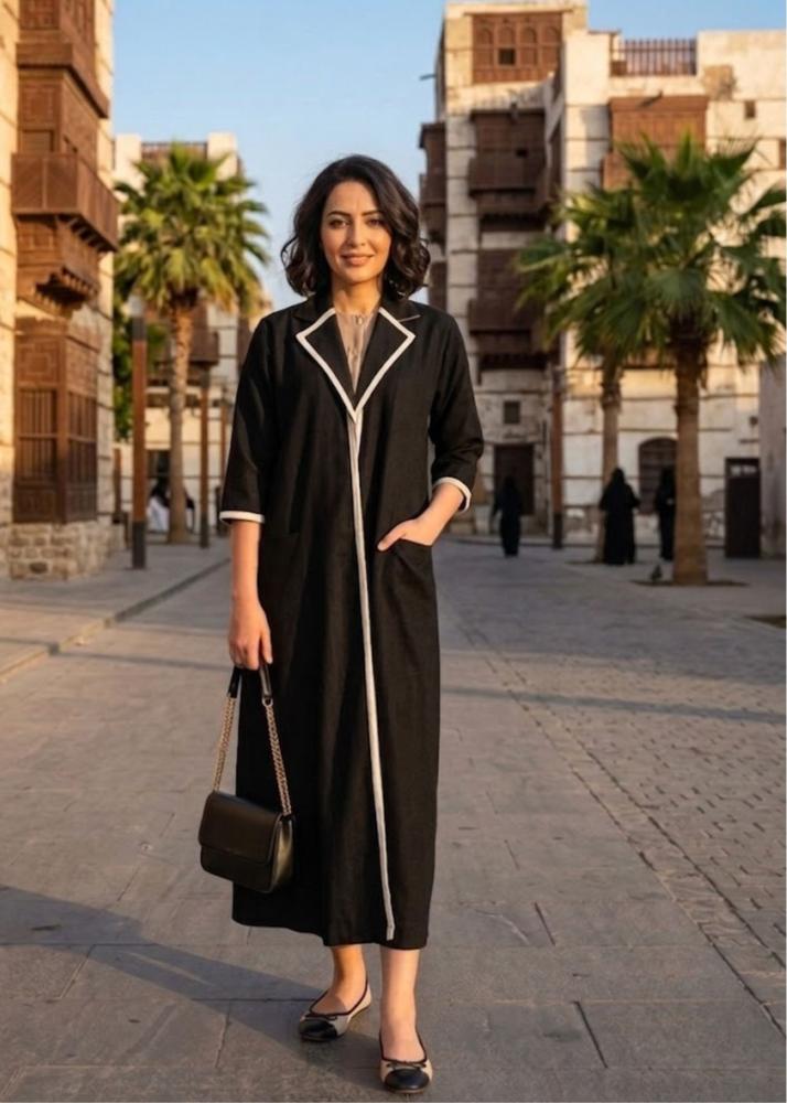 عباية الصيف الفخمة بليزر نسائية بياقة عريضة
