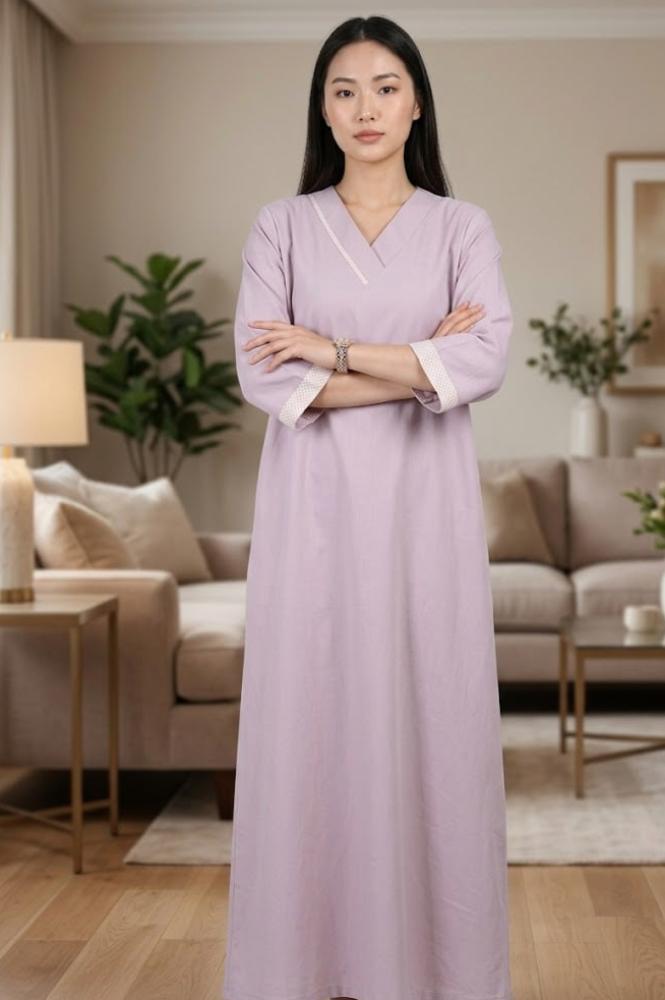 زي عاملات بياقة سبعة وأطراف كاروهات