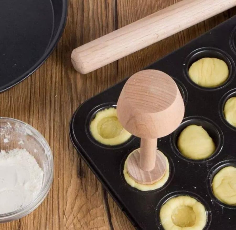 Wooden stick for pressing tart / dough pressing stick for cookies / pressing stick for tart molds (one piece with two sides)