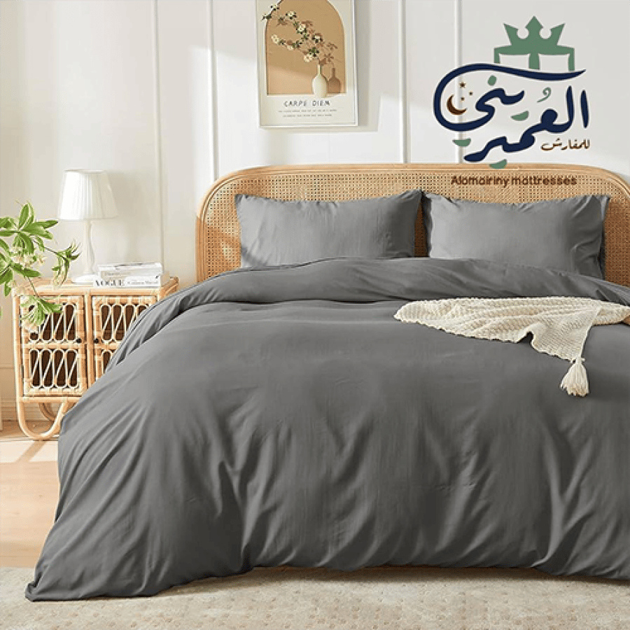 مفرش صيفي مزدوج لون رمادي