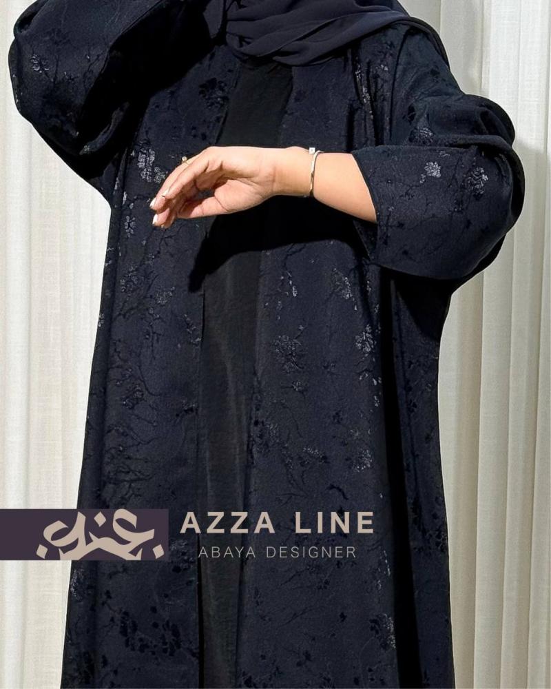 J030 عباية كريب مشجر  كحلي