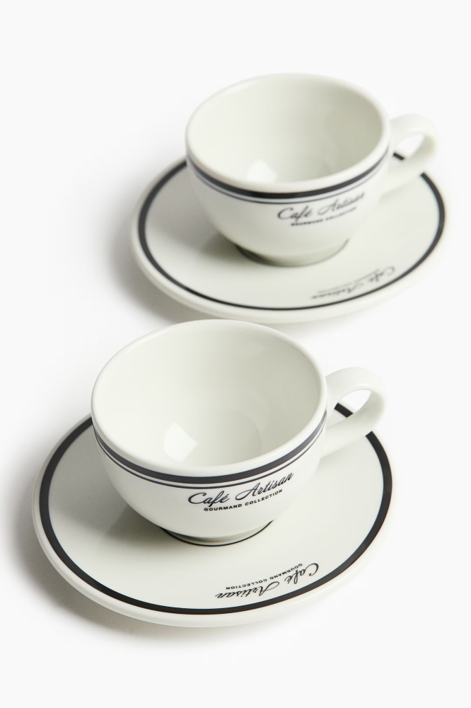 H&M Pack Porcelain Cappuccino Cups and Saucers