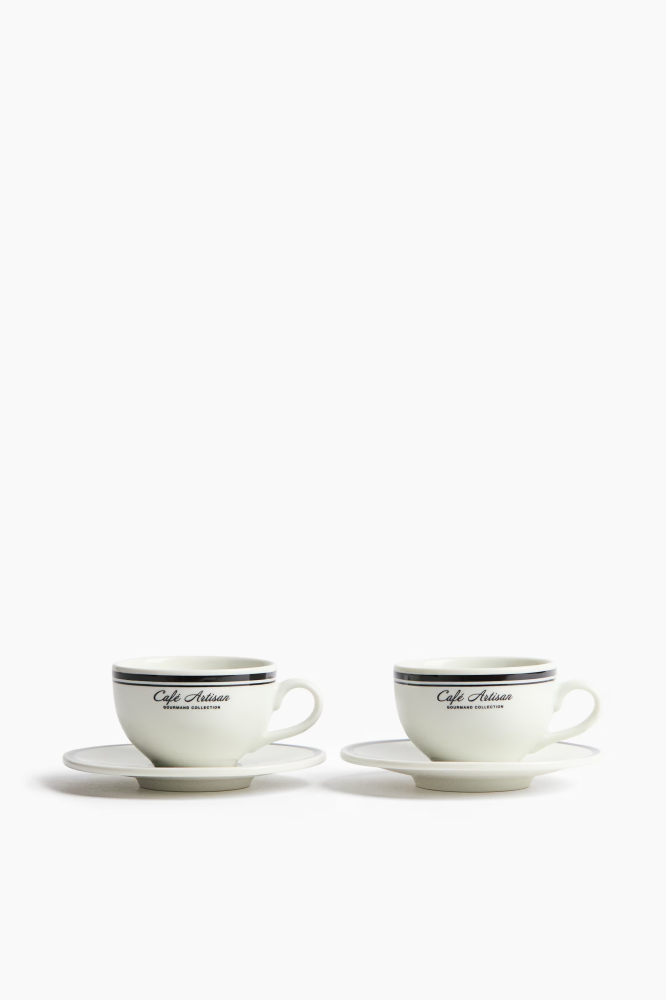 H&M Pack Porcelain Cappuccino Cups and Saucers
