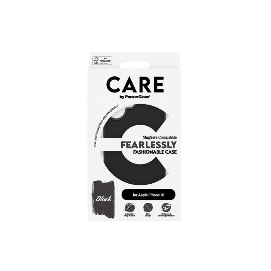 Kafr Protection Panzer Glass CARE supports MagSafe technology iPhone 16 - Black