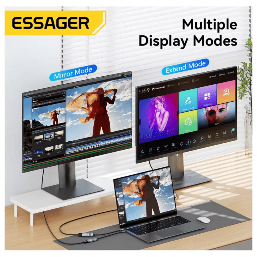 كابل محمول إساجر USB-C إلى HDMI بجودة 4k بقوة 30 ميجاهرتز - رمادي