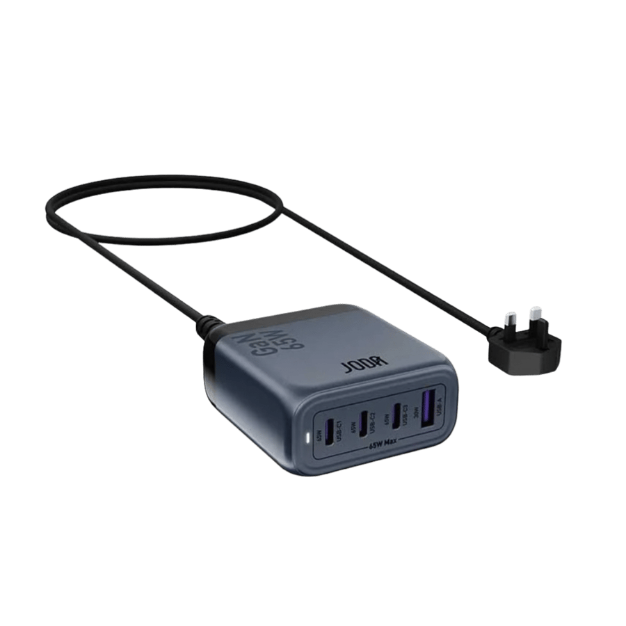 Jooda Voltix charging platform with 65-watt power, three Type-C ports, and one USB port
