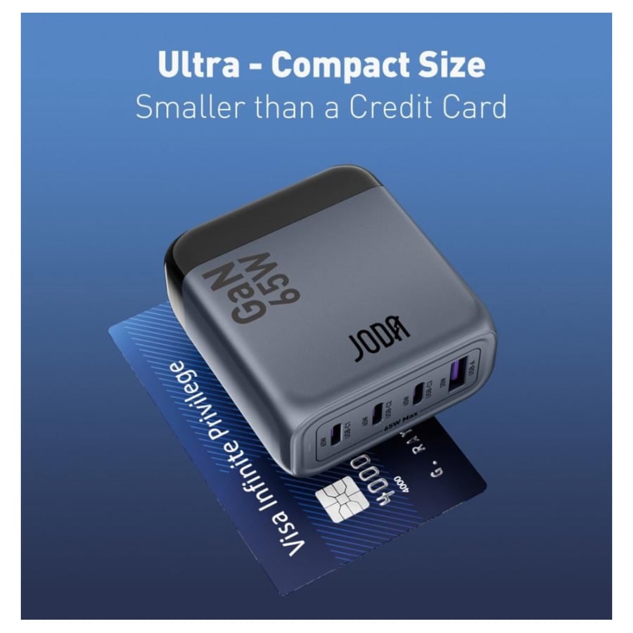 Jooda Voltix charging platform with 65-watt power, three Type-C ports, and one USB port