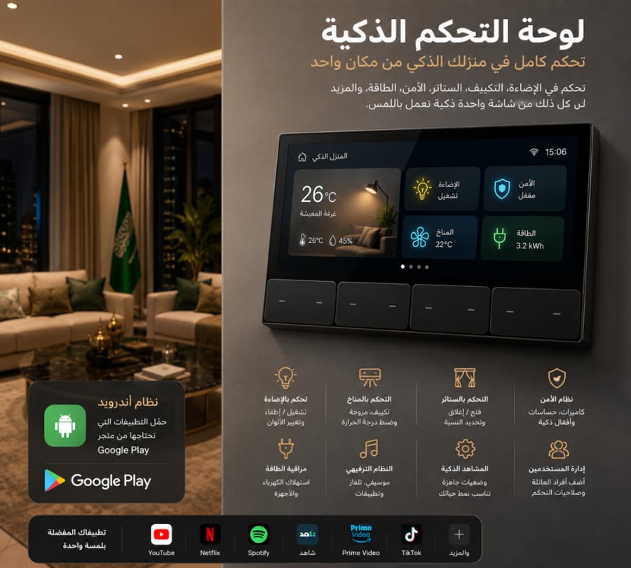 7" Smart Home Control Panel | Android 11 | 8 DIY Buttons | Zigbee | 3-Gang | Built-in IR