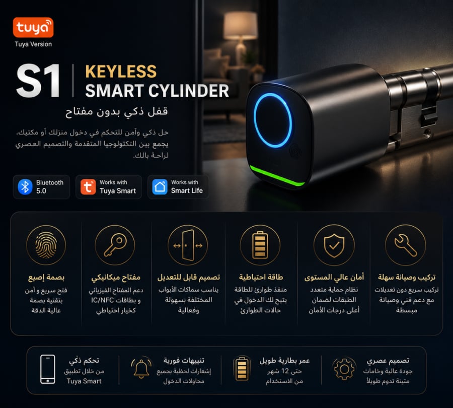 Smart Fingerprint Door Lock Cylinder