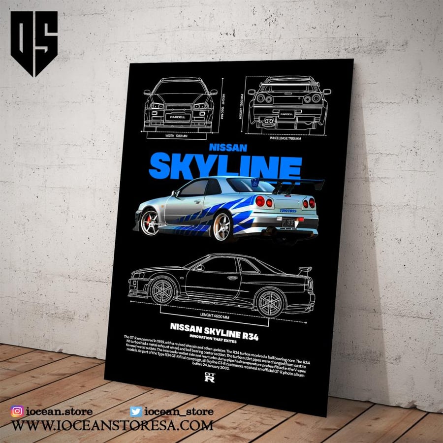 Metal board / poster - SKYLINE 34 FAST AND FURIOUS