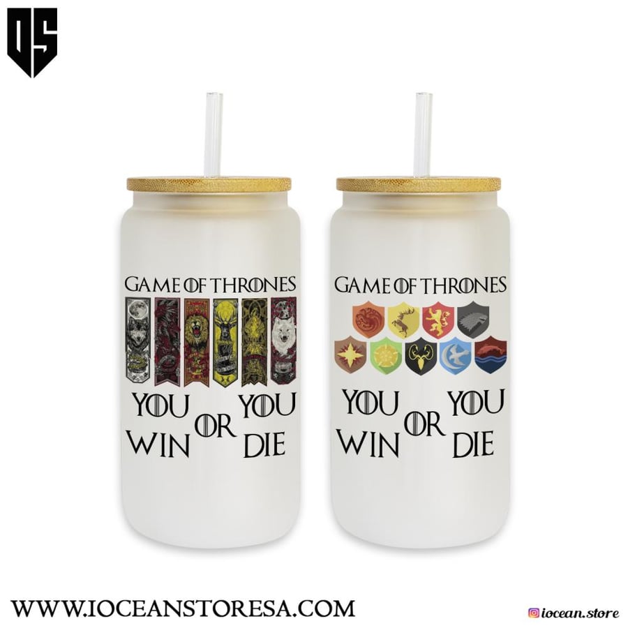 Glass cup with wooden lid and glass straw Game of Thrones - Game of Thrones - The War of Thrones