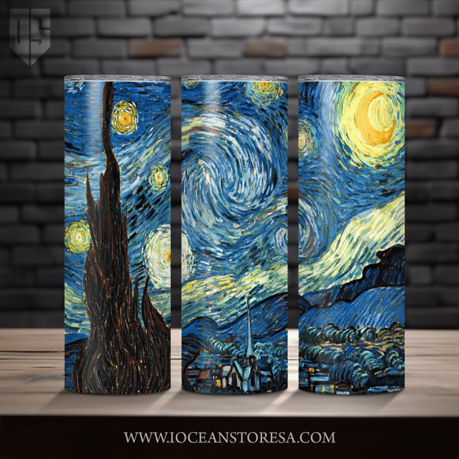 Tumbler / ترافل مق سعة 20 أونصة - تمبلر - the starry night - vincent van gogh - فان جوخ ليلة النجوم