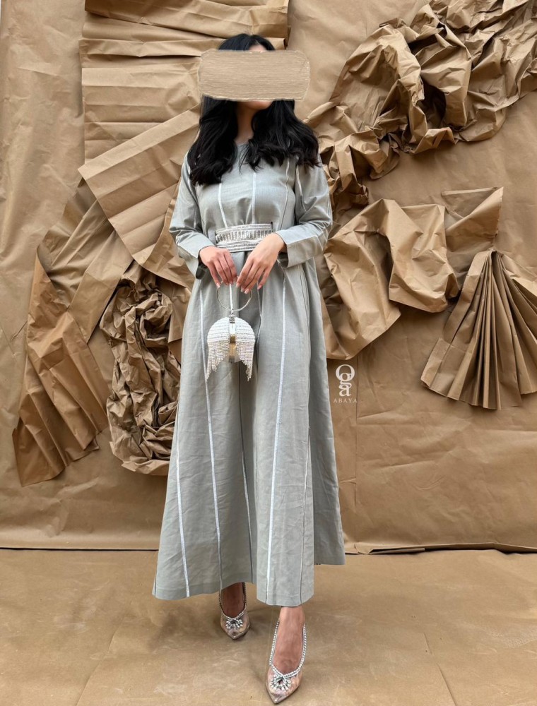 Gray abaya with embroidery
