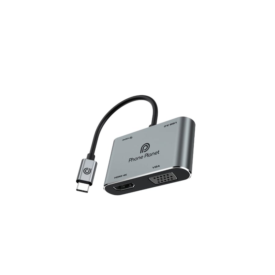 فون بلانت - موزع 4 في 1 USB-C - HDMI+VGA+USB+PD