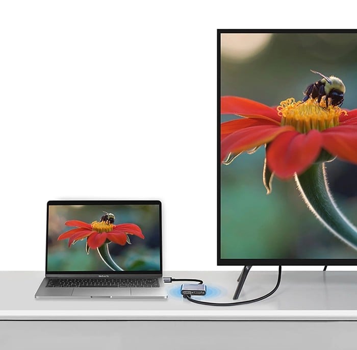 محول Ugreen CM162 50505 USB-C - HDMI / VGA / USB-A 3.0 / USB-C PD - رمادي