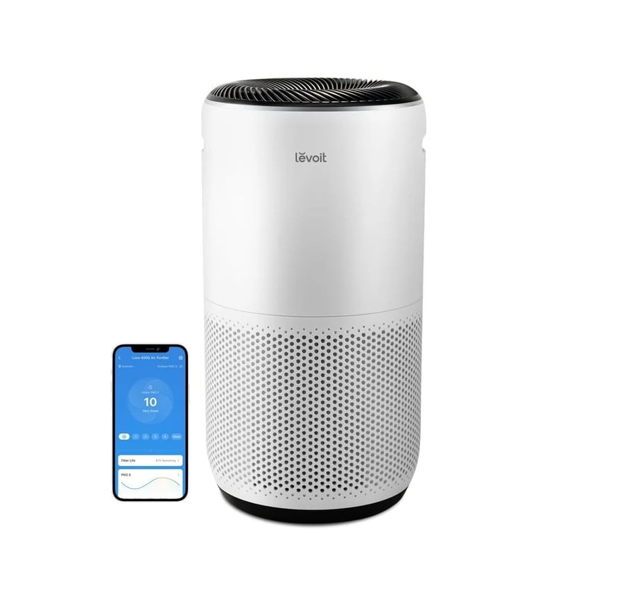 منقي هواء Levoit Core 400S-P Smart | جهاز تنقية ذكي 3 مراحل للغرف الكبيرة