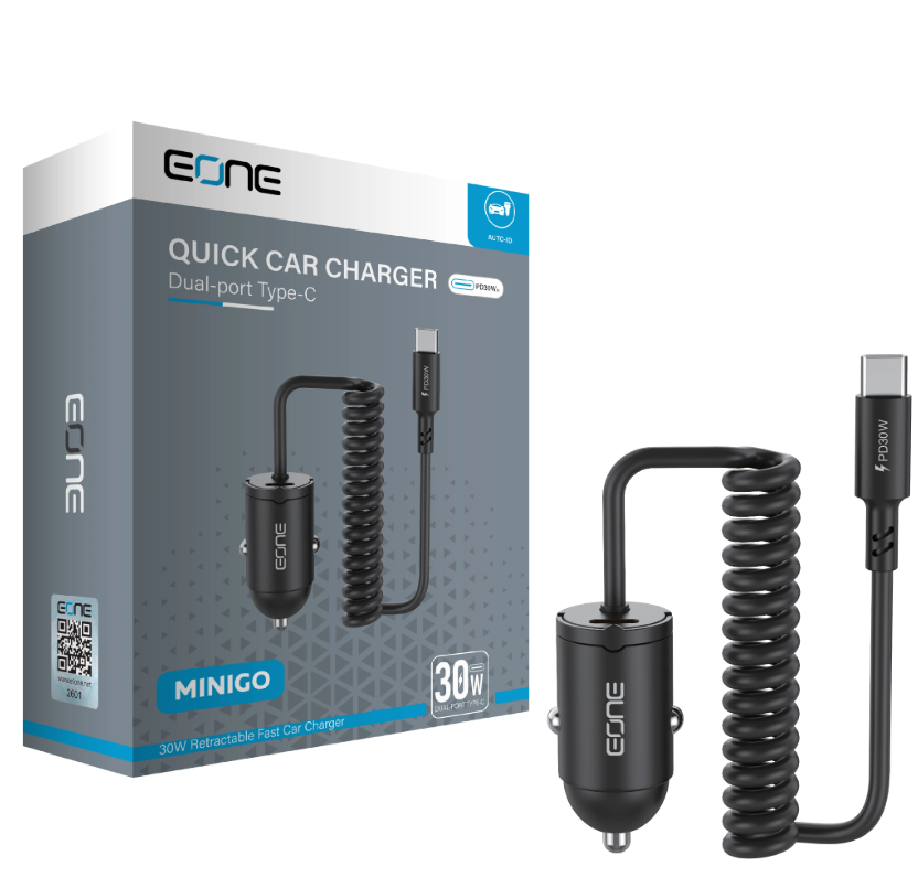 شاحن سيارة EONE MINIGO 30W بكيبل Type-C ومنفذ Type-C
