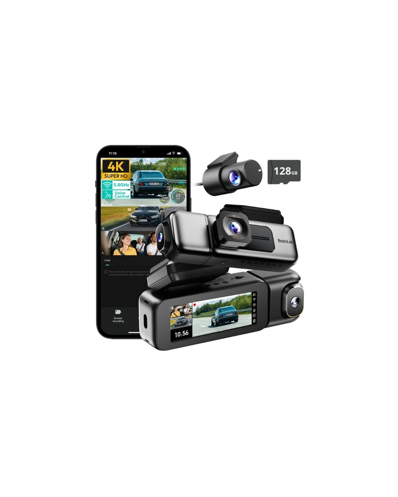 داش كام Botslab G980H ثلاثية القنوات 4K – 3 كاميرات أمامية وخلفية وجانبية مع GPS وWi-Fi