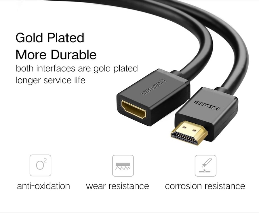 كابل تمديد UGREEN بطول 3 متر بدقة 4K@60Hz HDMI ذكر إلى أنثى – HD107 – 10145