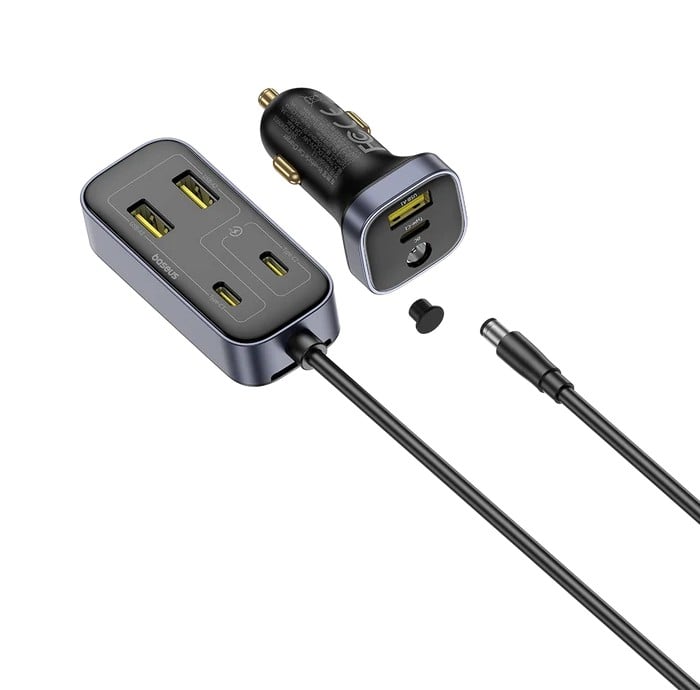 شاحن سيارة بيسوس Baseus BackseatPal L1 بقوة 110 واط – 6 منافذ USB-A وUSB-C للشحن السريع للركاب – أسود