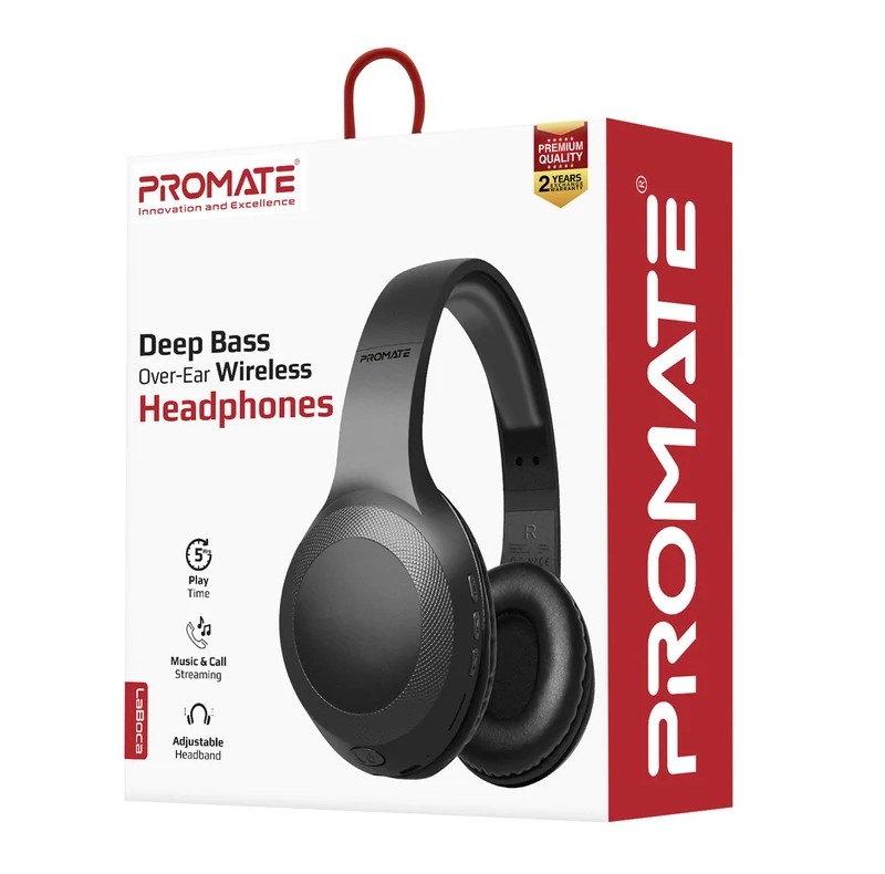 سماعة PROMATE Deep Bass لاسلكية فوق الأذن