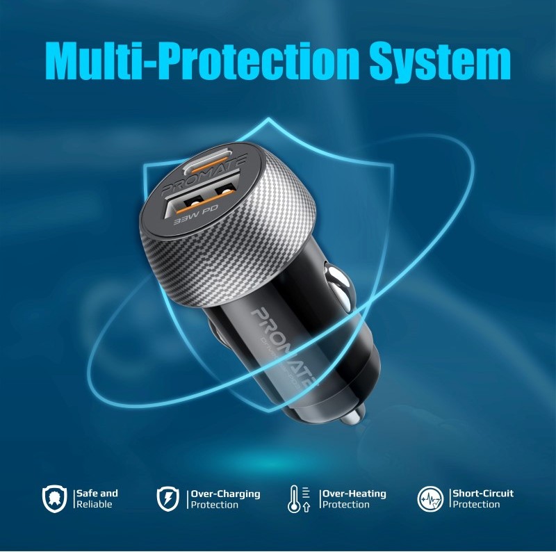 Promate شاحن السيارة USB-C™ بقوة 33 واط
