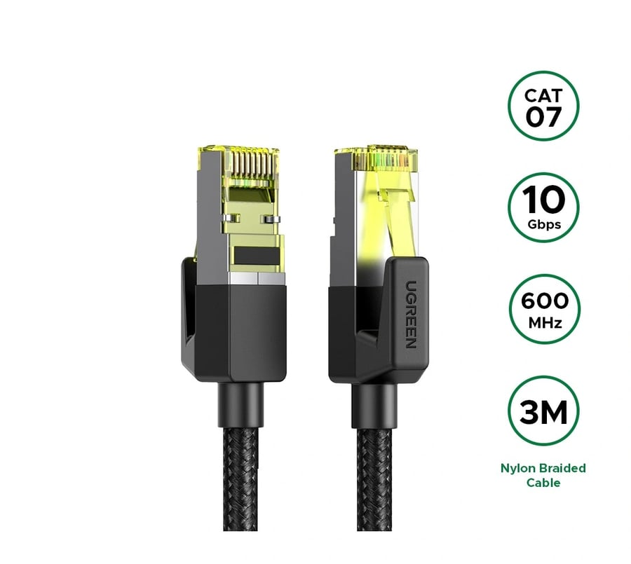 كابل إيثرنت دائري مضفر من نوع Cat 7 من UGREEN بطول 3 متر – NW150 – 80424