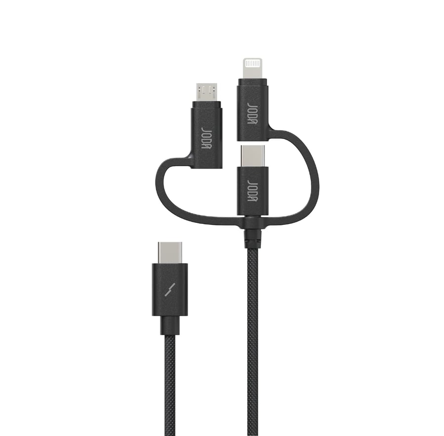 كابل JODA Omni 60W USB-C إلى USB-C 4 في 1 مضفر بالنايلون بطول 1 متر