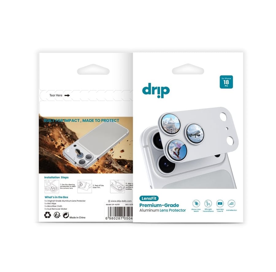 حماية عدسات وكاميرا خلفية ألمنيوم DRIP للايفون 18 برو و18 برو ماكس