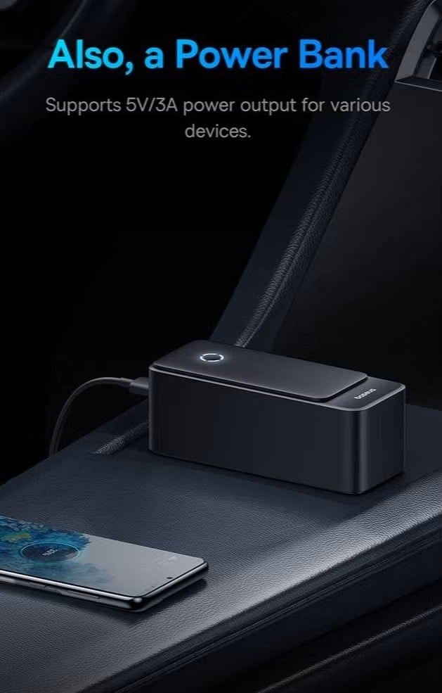 جهاز تشغيل بطارية السيارة بيسوس Baseus Super Energy Alpha 600A مع باور بانك للطوارئ – أسود