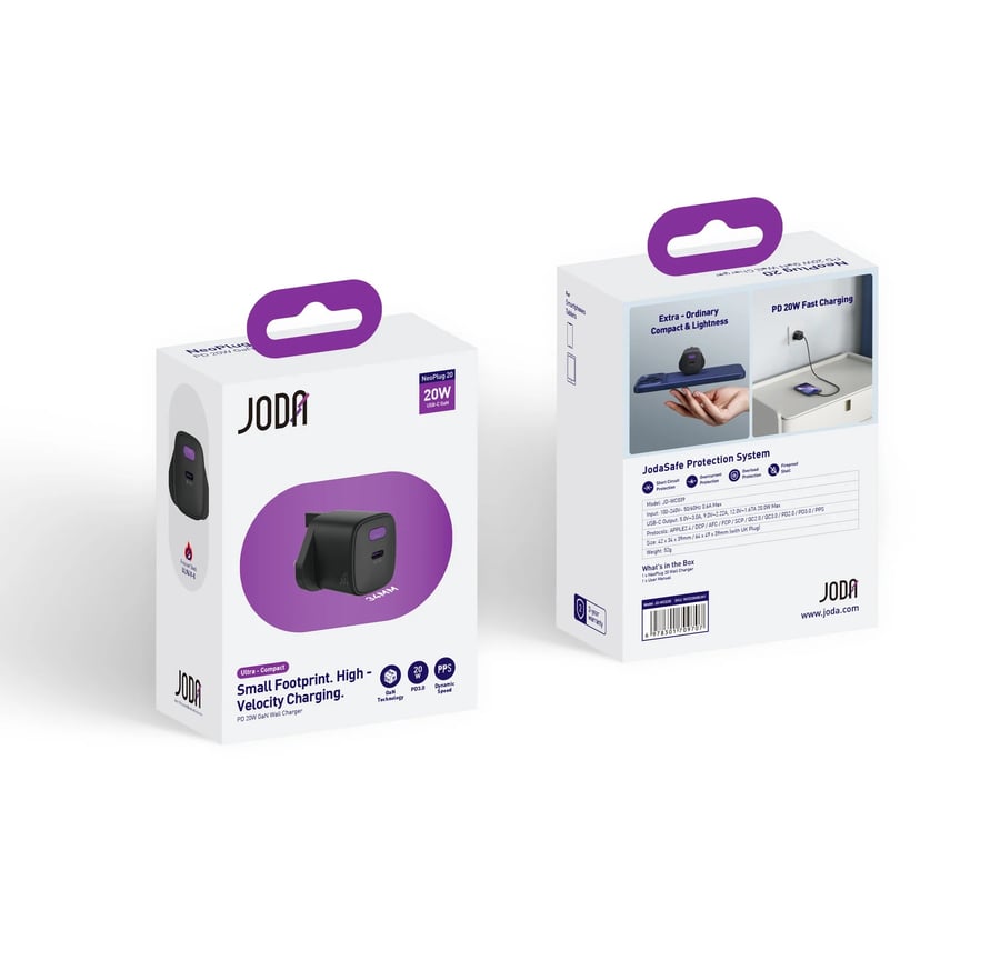 شاحن حائط JODA NeoPlug 20 PD بقوة 20W بتقنية GaN للشحن السريع